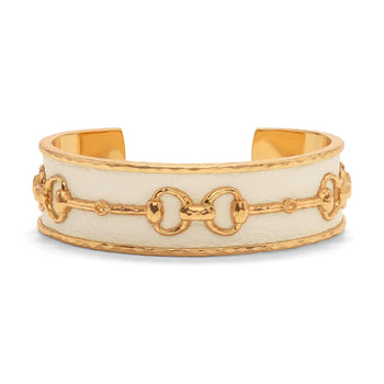 Capucine De Wulf Equestrian Snaffle Bit Cuff Bracelet - Vegan White Leather